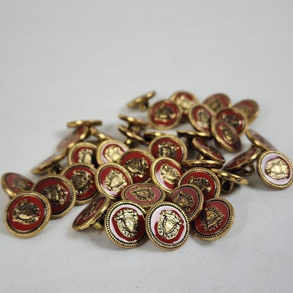 Vintage Pendleton Coat of Arms Buttons 39 Shank Military Style Red Gold Enamel - Picture 6 of 7
